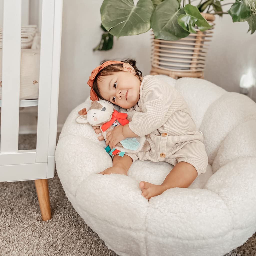 Itzy Ritzy - Itzy Lovey Including Teether - Baby Lovey with Teether, Textured Ribbons & Dangle Arms - Features Crinkle Sound, Sherpa Fabric and Minky Plush (Jolly The Reindeer)