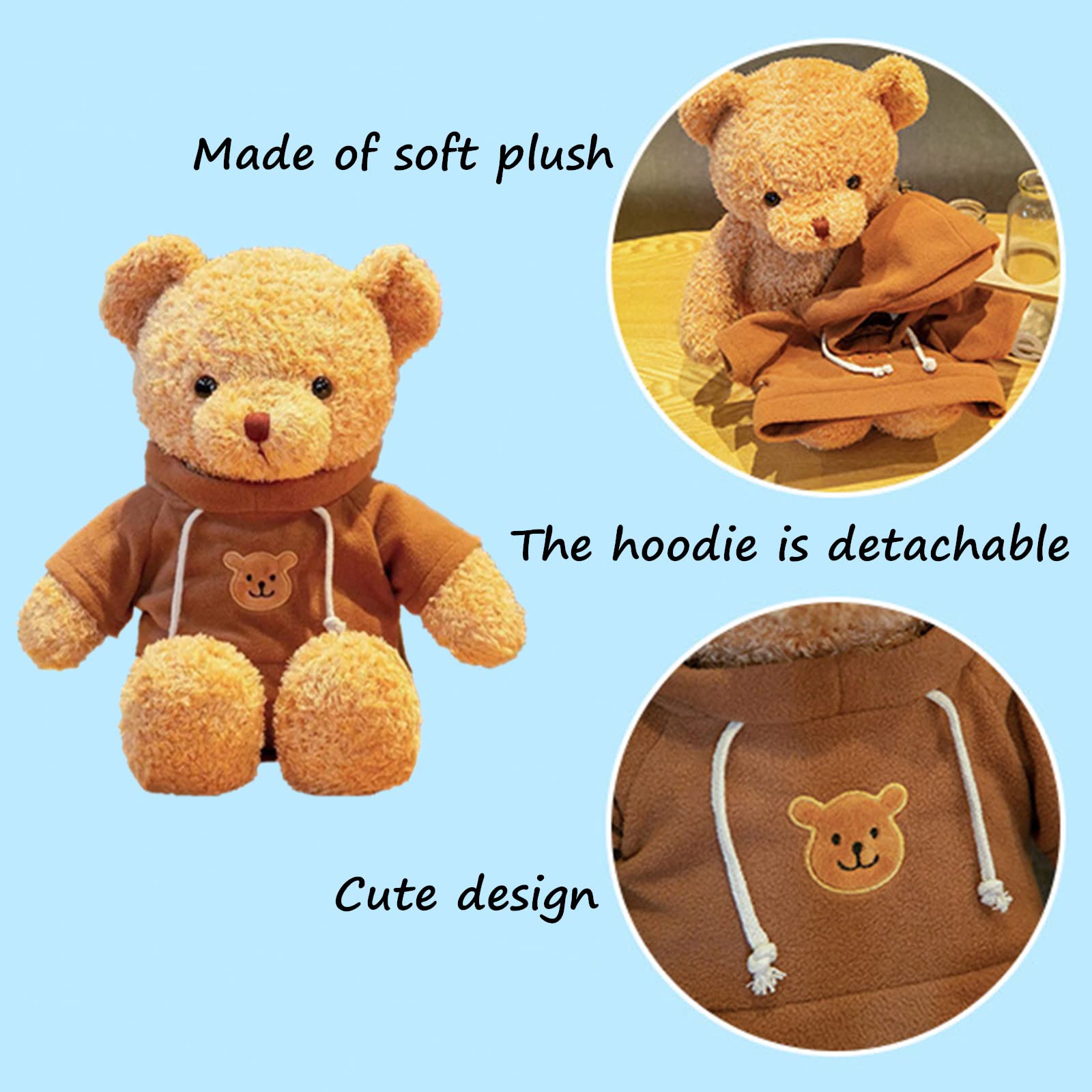 11.8 inches Teddy Bear Stuffed Animals Soft Plush Cute Teddy Bear Doll for Boys Girls (Red)